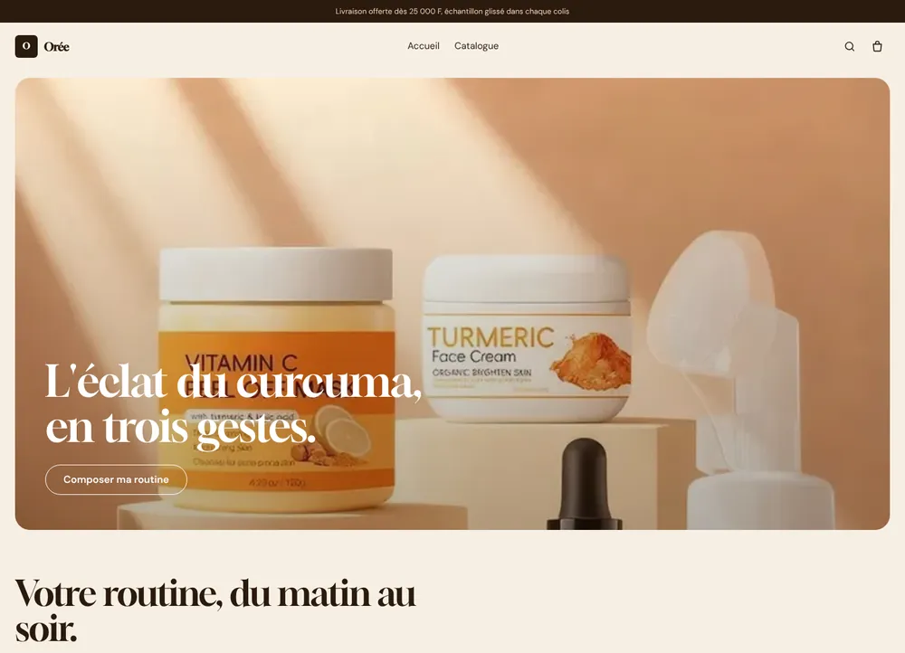 Page d'accueil du thème Ambra sur ordinateur