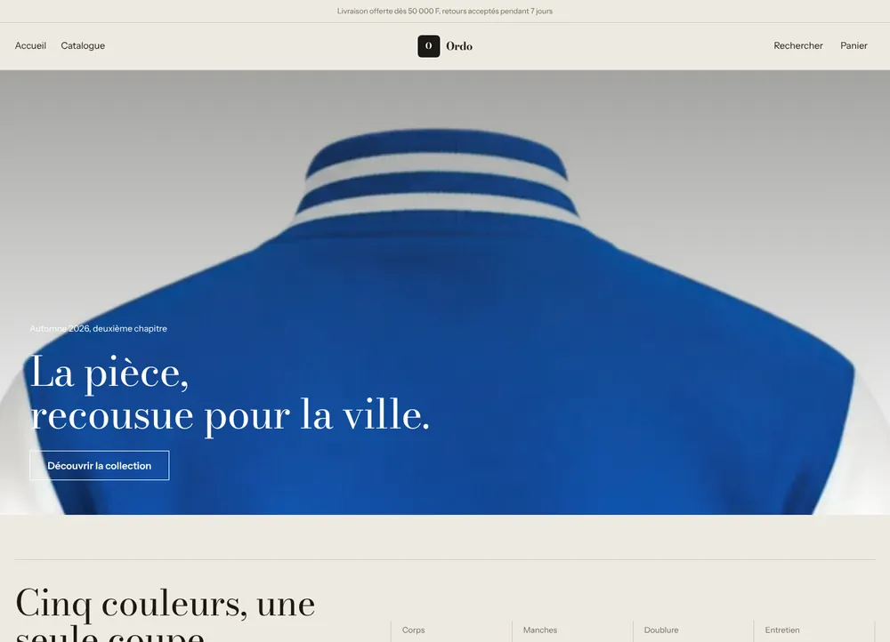 Page d'accueil du thème Mirage sur ordinateur