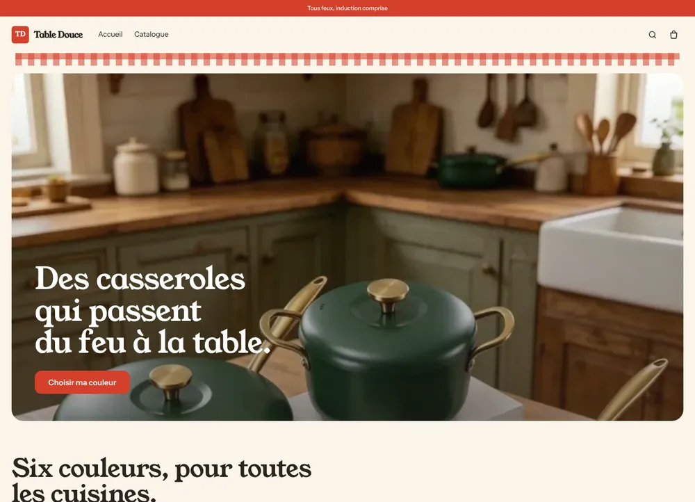 Page d'accueil du thème Nido sur ordinateur